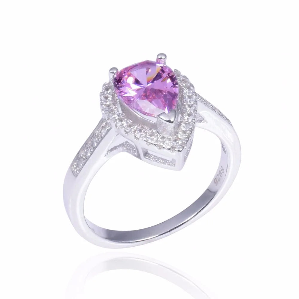 Promotion!! Real Solid 925 Sterling Silver Wedding Rings Jewelry for Women Drop Simulated Diamond Engagement Ring Size 5-10
