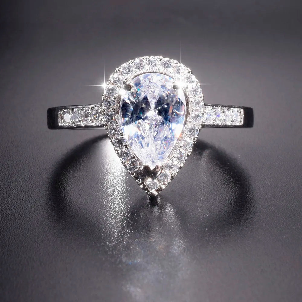 Promotion!! Real Solid 925 Sterling Silver Wedding Rings Jewelry for Women Drop Simulated Diamond Engagement Ring Size 5-10