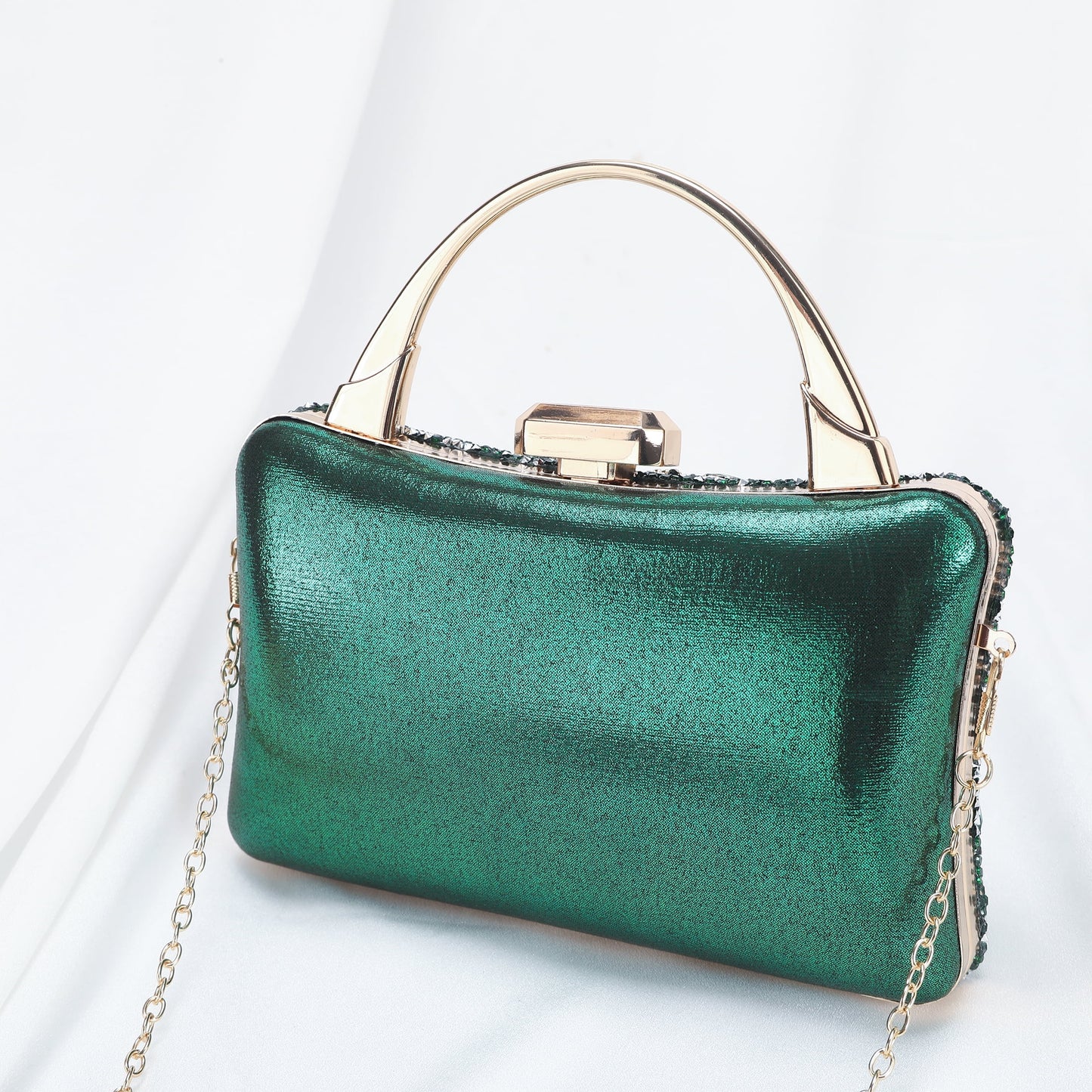 Evening Bag Clutch Purses for Women Ladies Sparkling Party Handbag Wedding Cocktail Prom Bag V-Neck Shape, Blue
