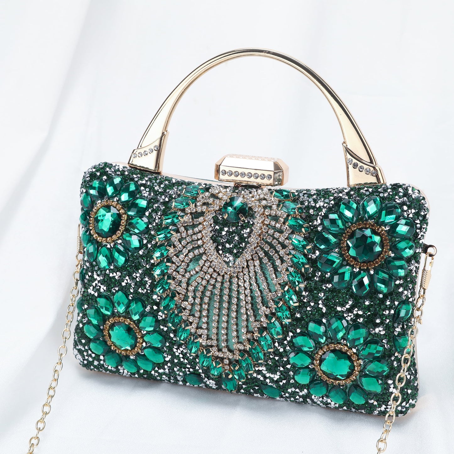 Evening Bag Clutch Purses for Women Ladies Sparkling Party Handbag Wedding Cocktail Prom Bag V-Neck Shape, Blue
