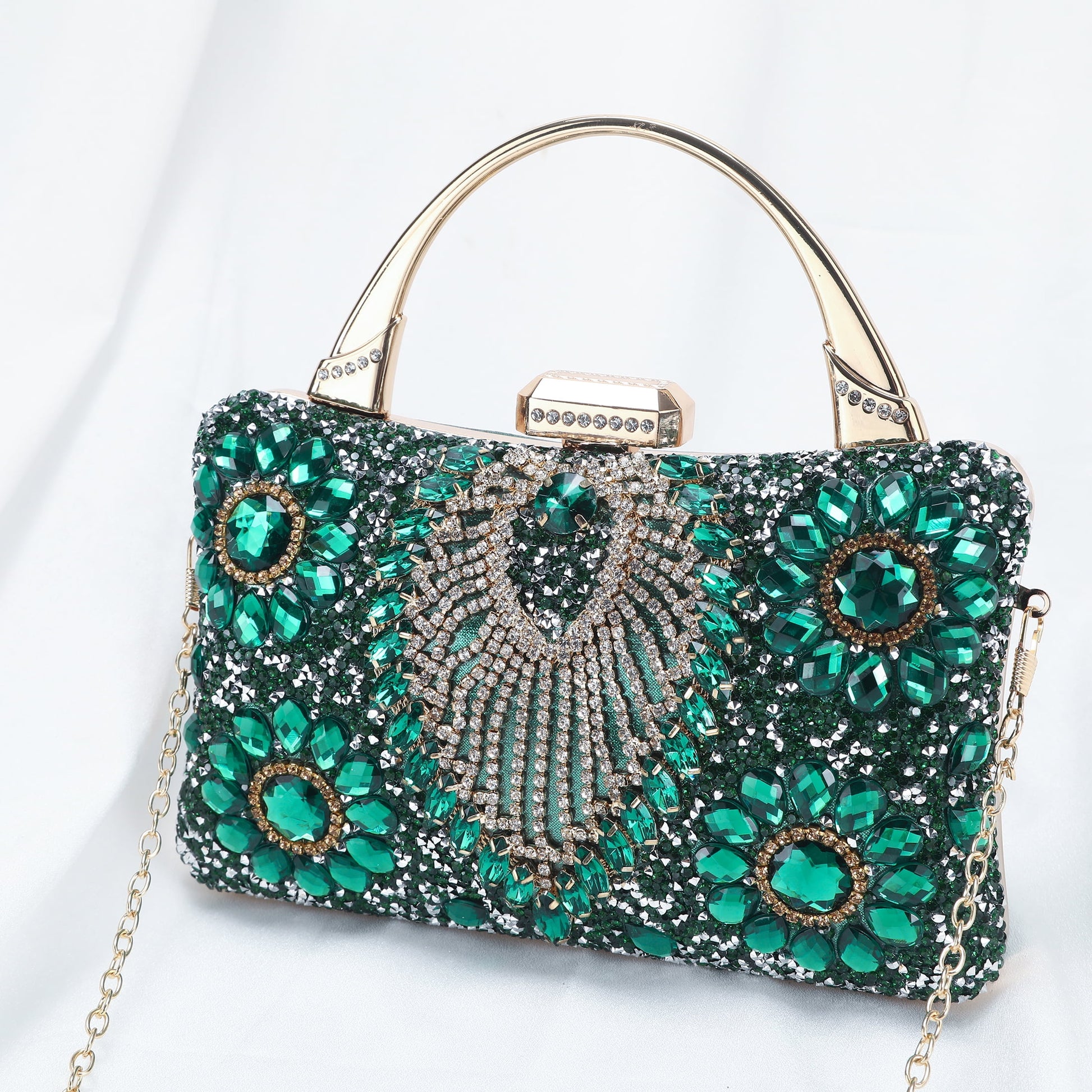 Evening Bag Clutch Purses for Women Ladies Sparkling Party Handbag Wedding Cocktail Prom Bag V-Neck Shape, Blue
