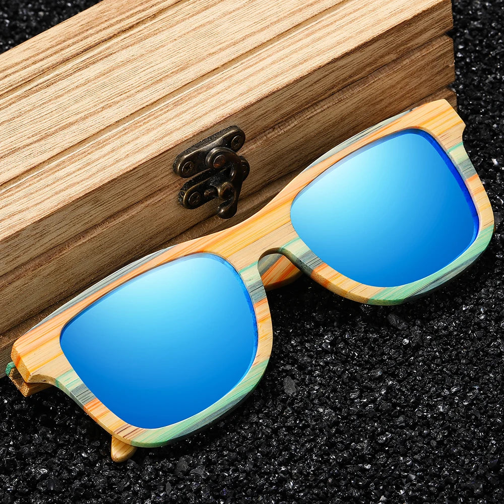 Fashion Skateboard Wood Bamboo Sunglasses Polarized for Women Mens New Brand Designer Wooden Sun Glasses UV400