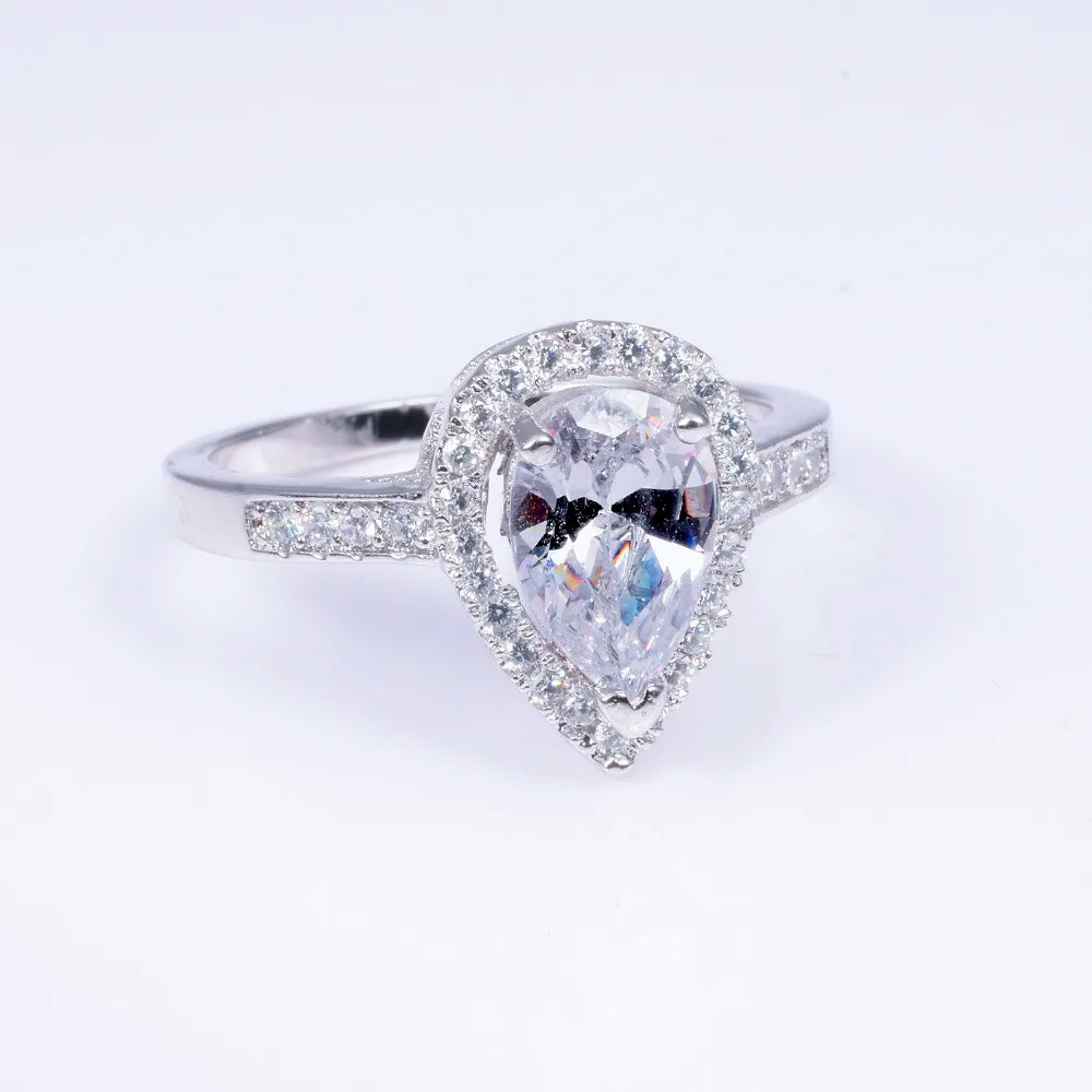 Promotion!! Real Solid 925 Sterling Silver Wedding Rings Jewelry for Women Drop Simulated Diamond Engagement Ring Size 5-10