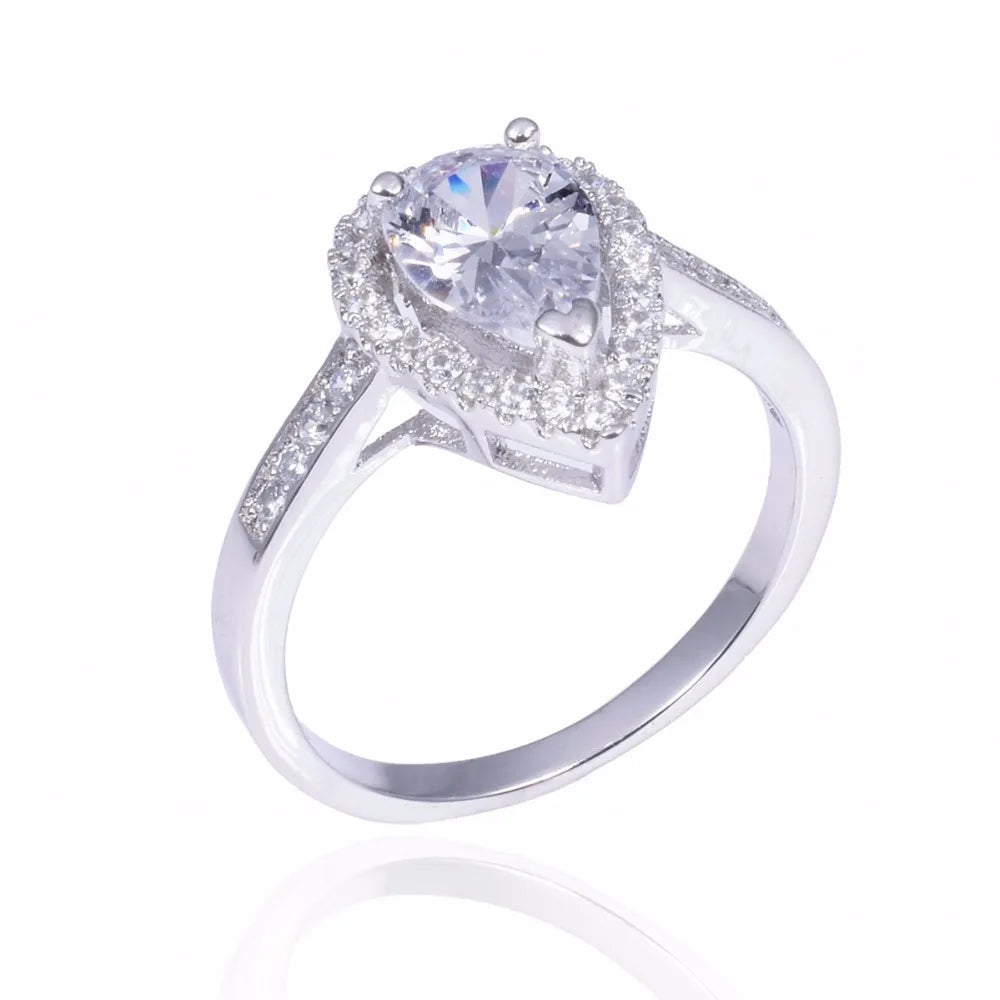 Promotion!! Real Solid 925 Sterling Silver Wedding Rings Jewelry for Women Drop Simulated Diamond Engagement Ring Size 5-10