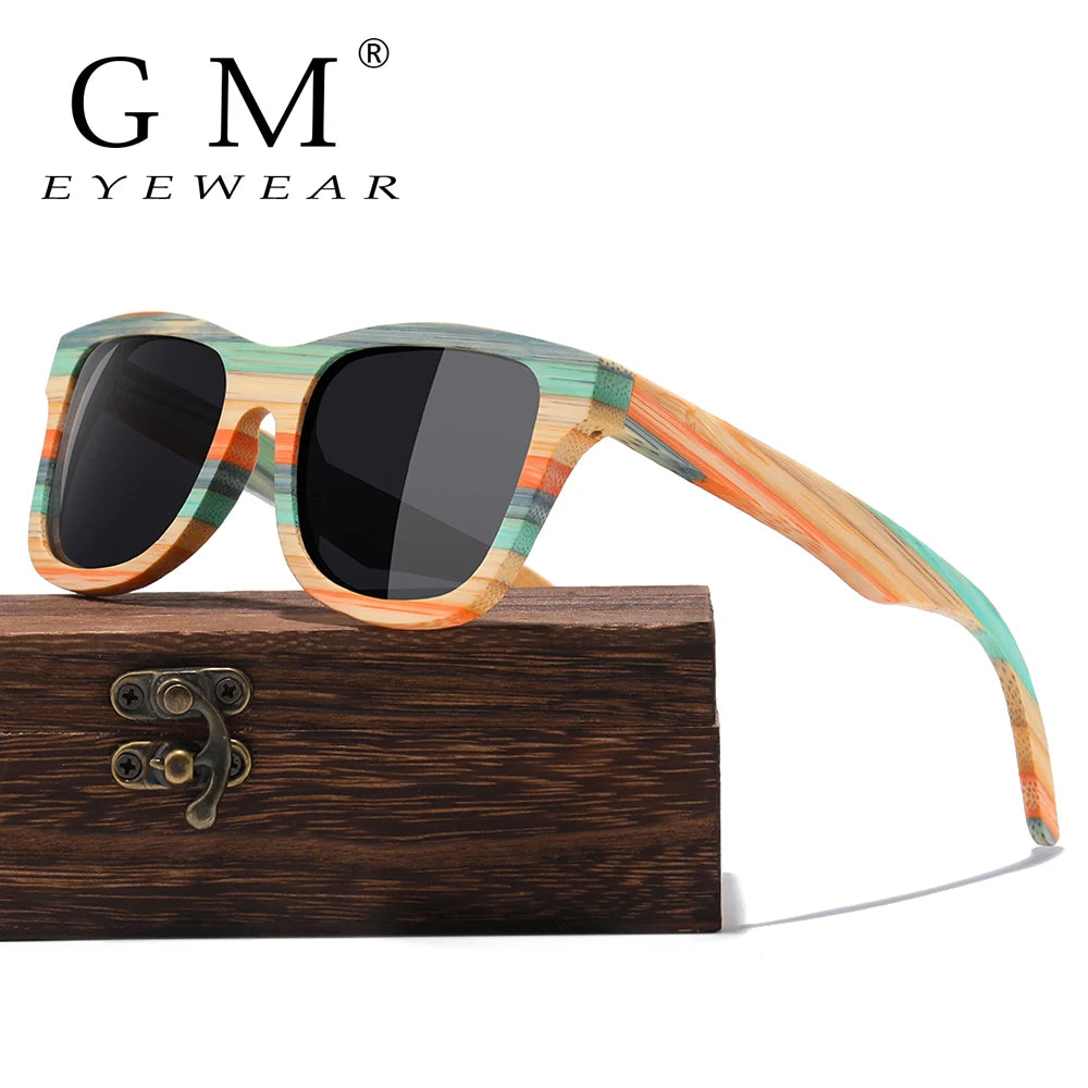 Fashion Skateboard Wood Bamboo Sunglasses Polarized for Women Mens New Brand Designer Wooden Sun Glasses UV400