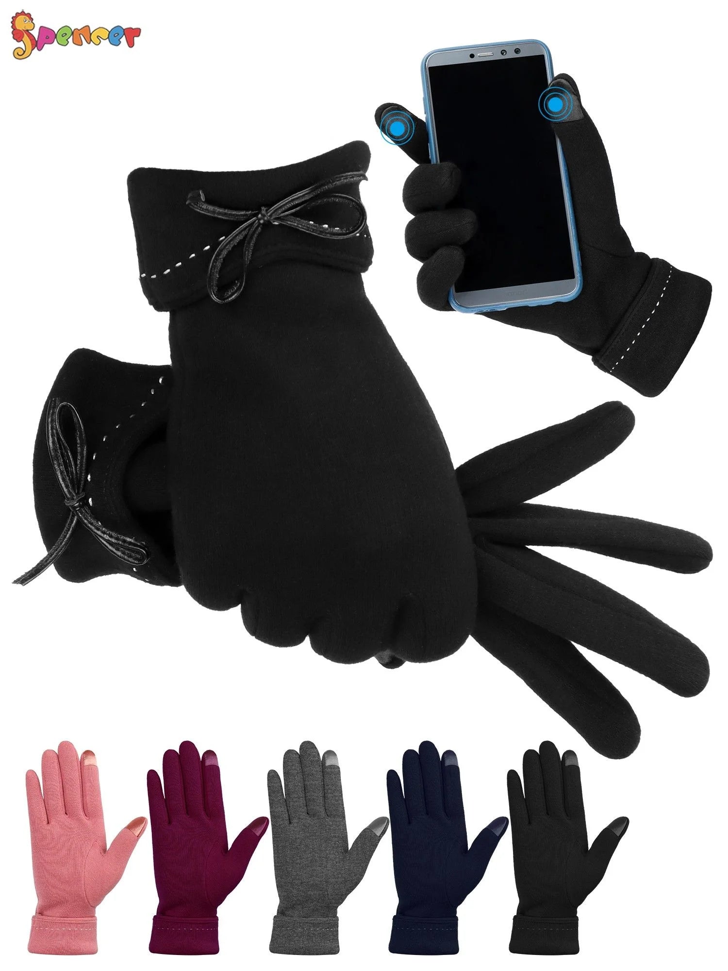 Women'S Winter Gloves Touchscreen Texting Fleece Lined Warm Glove Elastic Cuff Windproof Driving Gloves (Gray)
